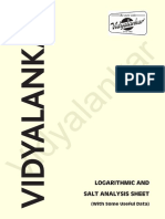 Vidyalankar: Logarithmic and Salt Analysis Sheet