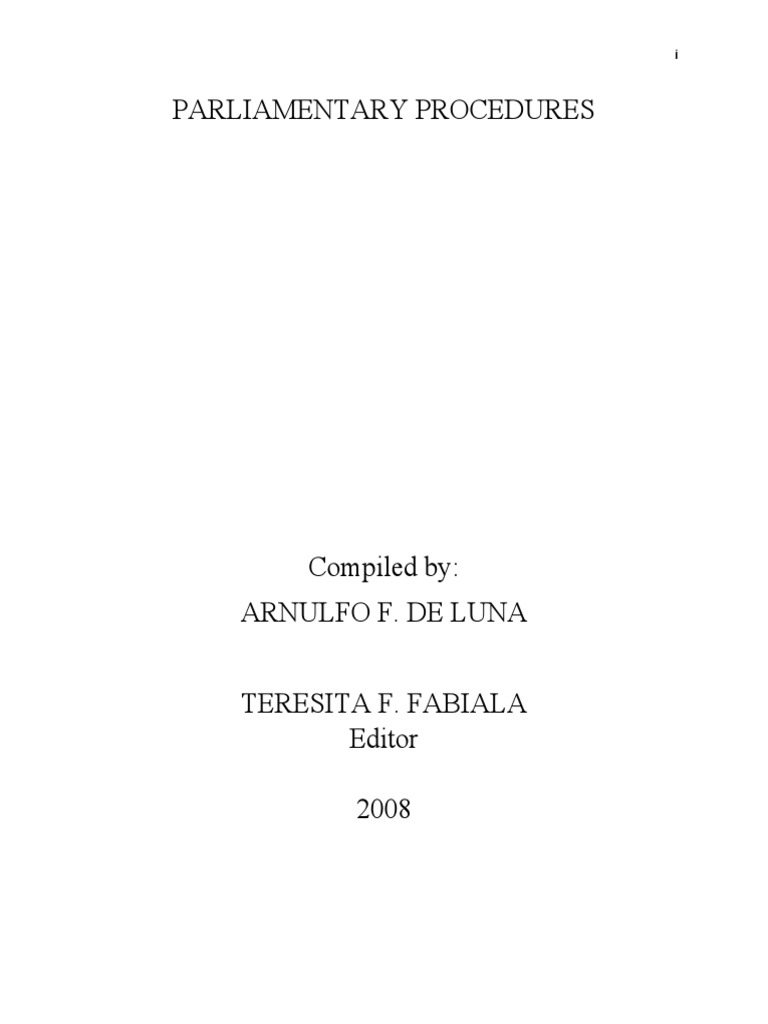 Parliamentary Procedures Prelim Pdf Rules Government