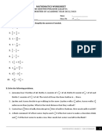 Fractions - Worksheet 2 Addition & Subtraction