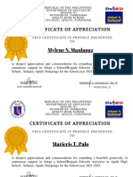 Mylene N. Manlapaz: Certificate of Appreciation