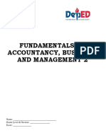 Fundamentals of Accountancy, Business, and Management 2: Name: Grade Level & Section: Score