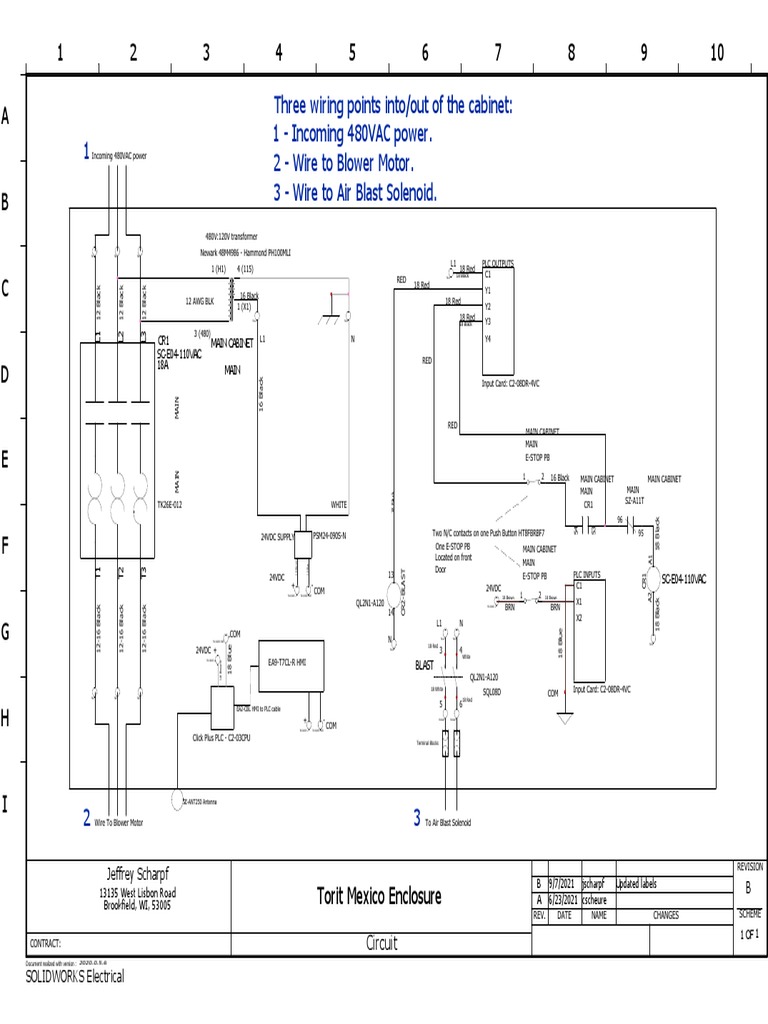 Wiring Diagram for a 480VAC Powered Cabinet Controlling a Blower Motor ...