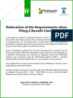 Advisory: Reiteration of The Requirements When Filing Z Benefit Claims