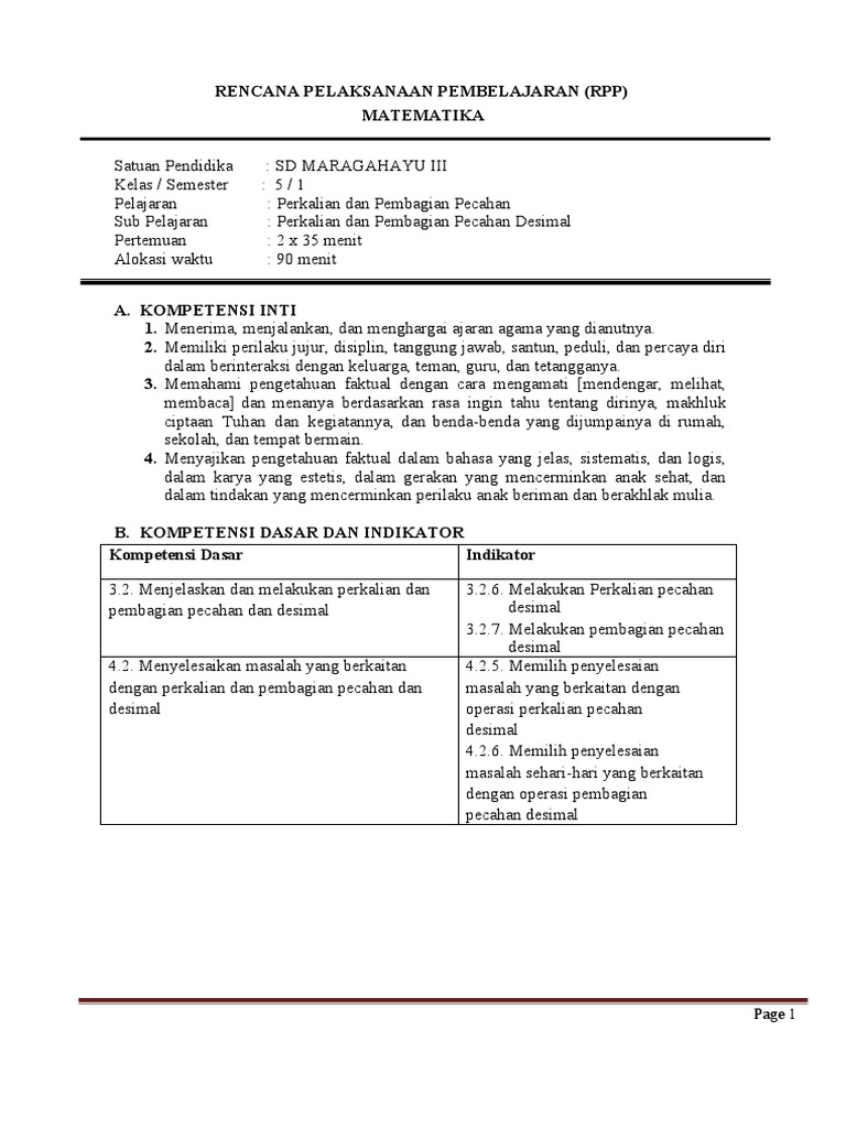 Rpp Model Pembelajaran Discovery Learning