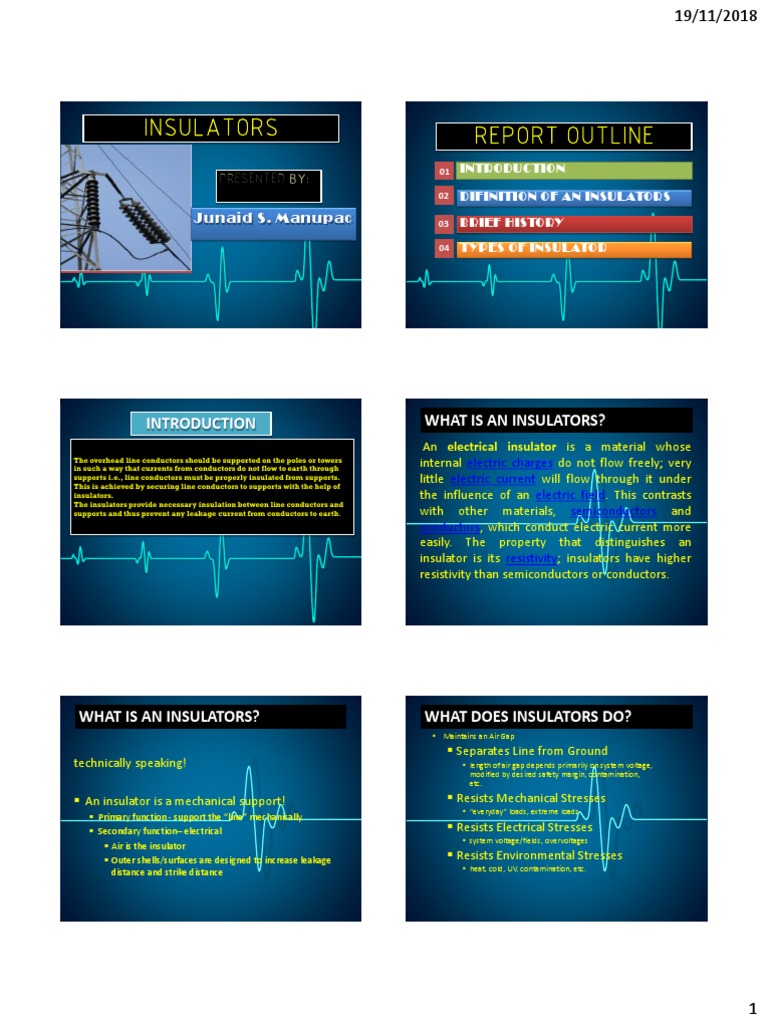 Insulators Report Outline Junaid S. Manupac PDF Insulator