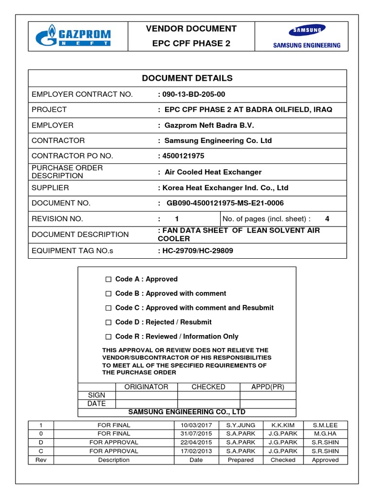 EPC CPF Phase 2 Vendor Approval Document | PDF | Torque | Mechanical ...