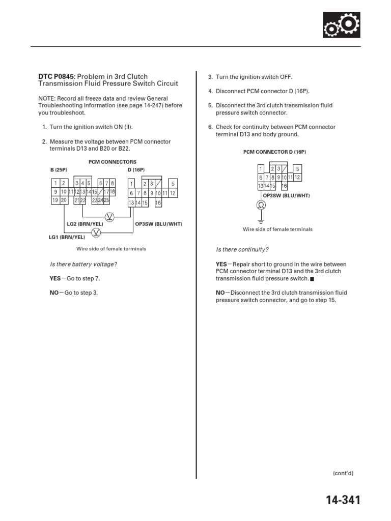 P0845 3rd Clutch Pressure Switch PDF Switch Clutch