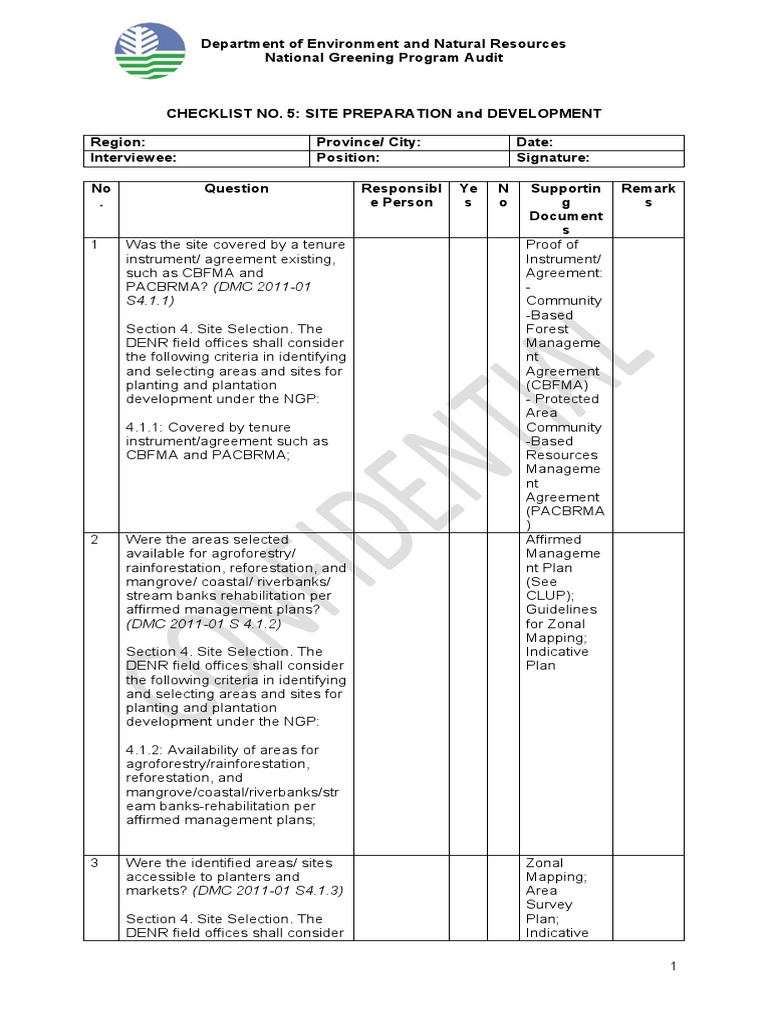 Site Selection Checklist : A Checklist for Site Selection – UJVQJF
