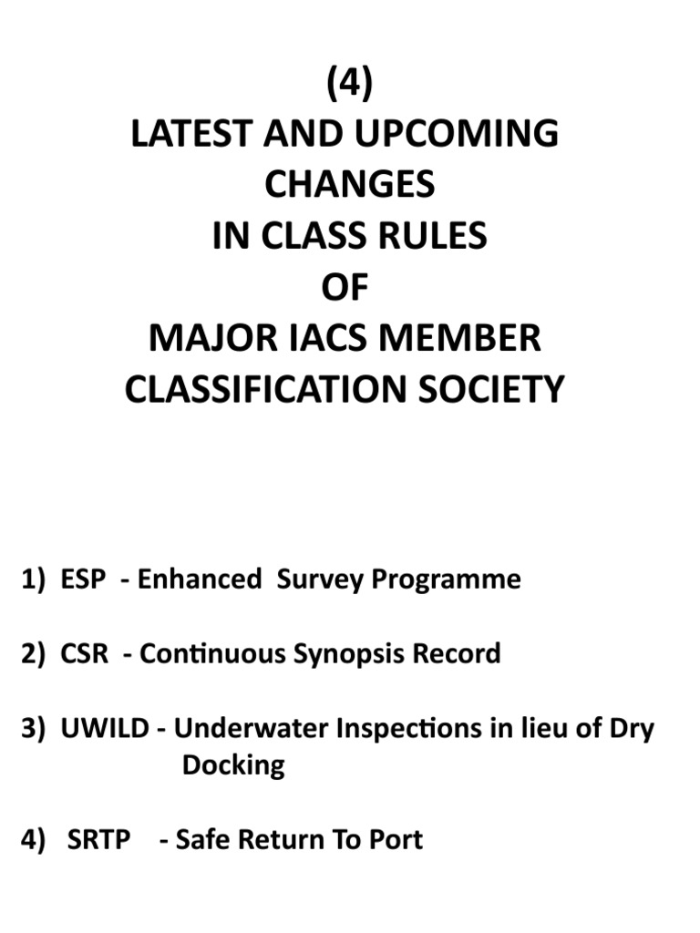 IACS Class Rules Changes: ESP Overview | PDF | Oil Tanker | Ships