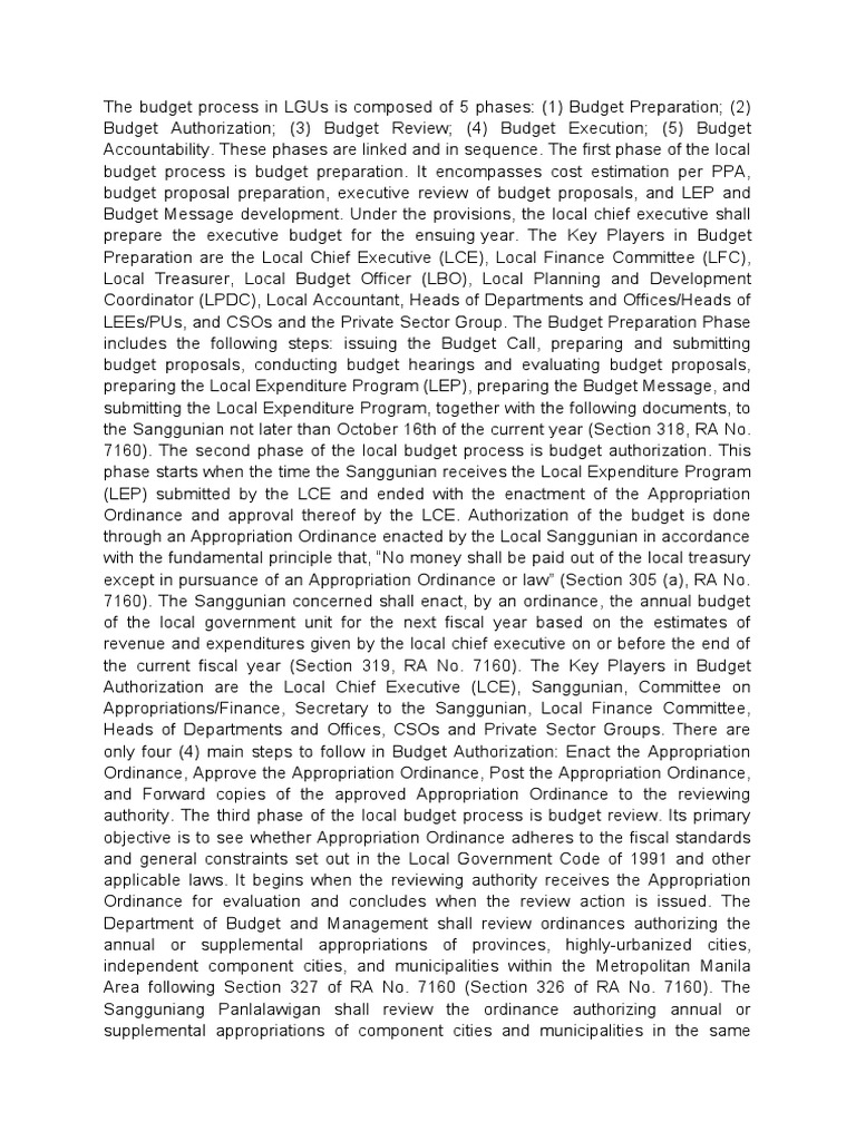 Local Government Budget Process Phases | PDF | Budget | Accountability