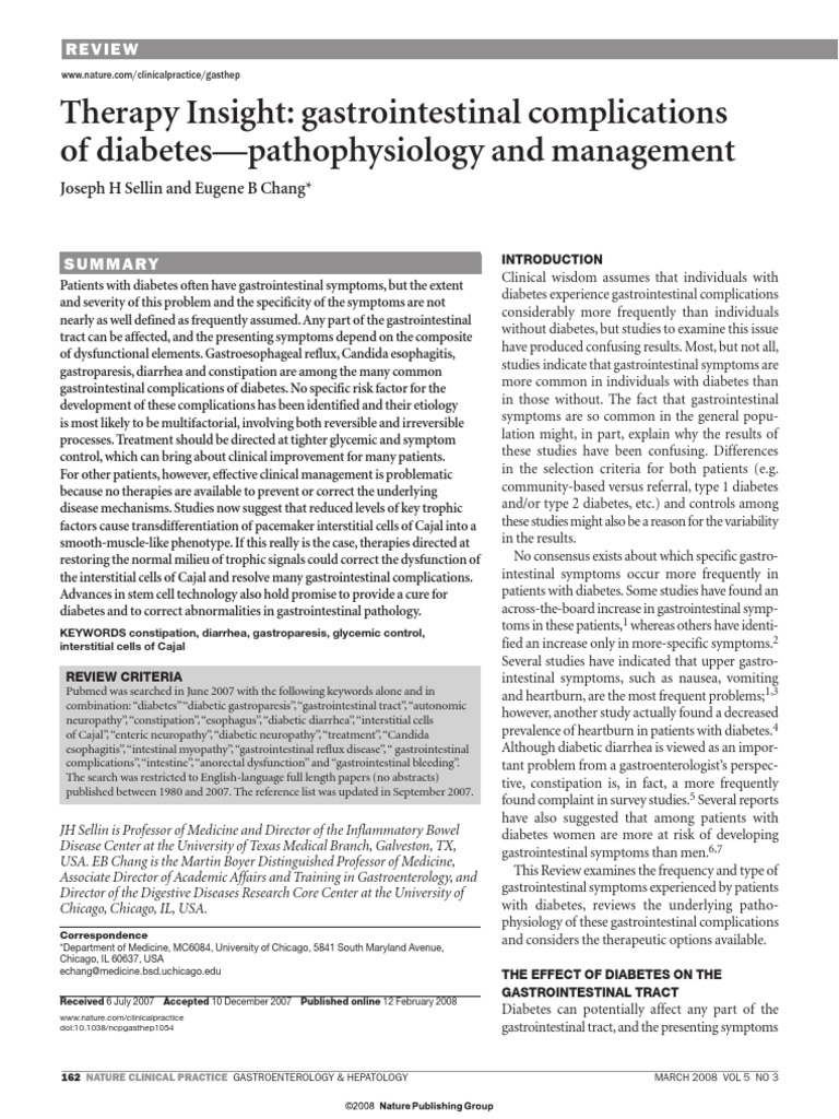 Therapy Insight Gastrointestinal Complications of Diabetes