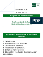 Introducción A Los Sistemas de Ecuaciones Lineales