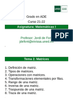 Definición de Matriz. Operaciones Con Matrices