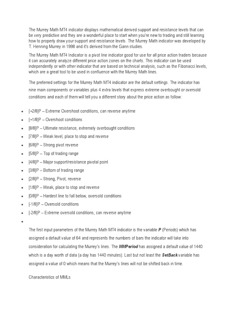 Murrey Math MT4 Indicator Guide | PDF | Market (Economics)