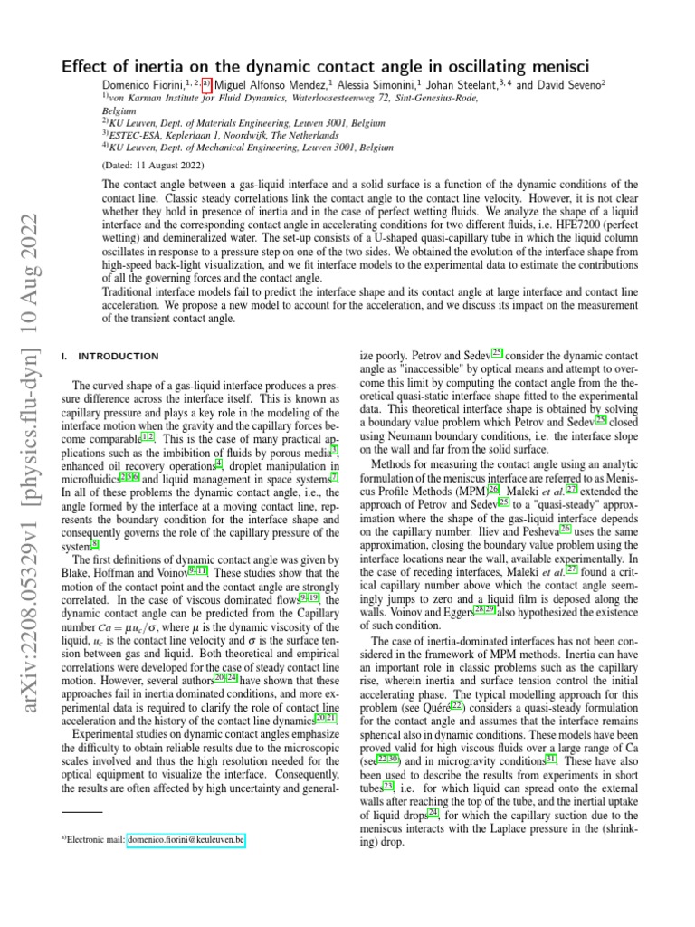 Inertia Effects on Dynamic Contact Angle | PDF | Viscosity | Liquids