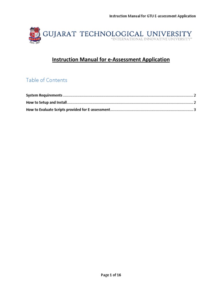 Instruction Manual For GTU EAssessment Application PDF System