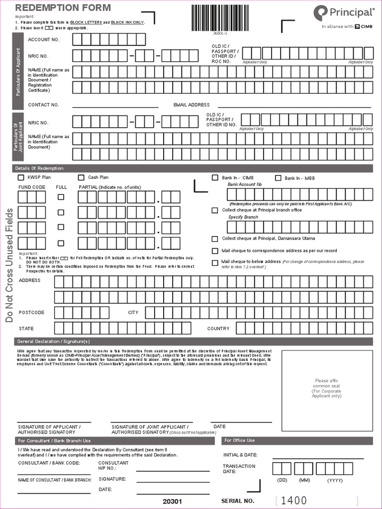 Unit Trust Redemption Form Guide | PDF | Indemnity | Legal Liability