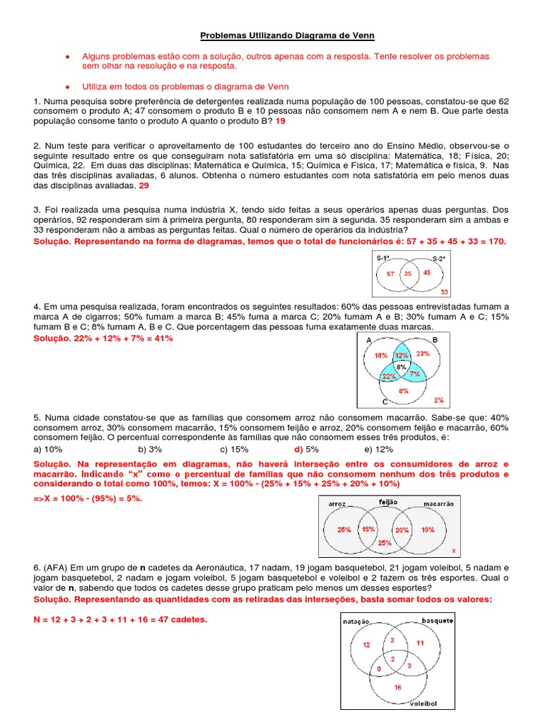 5 1 em Resoluc3a7c3a3o de Problemas Com Diagrama de Venn | PDF | Física