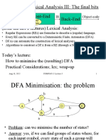 Lecture 5: Lexical Analysis III: The Final Bits: Front-End Back-End