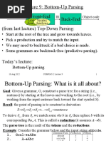 Lecture 9: Bottom-Up Parsing: Front-End Back-End