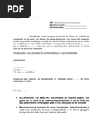 CARTA DE DESISTIMIENTO  Business