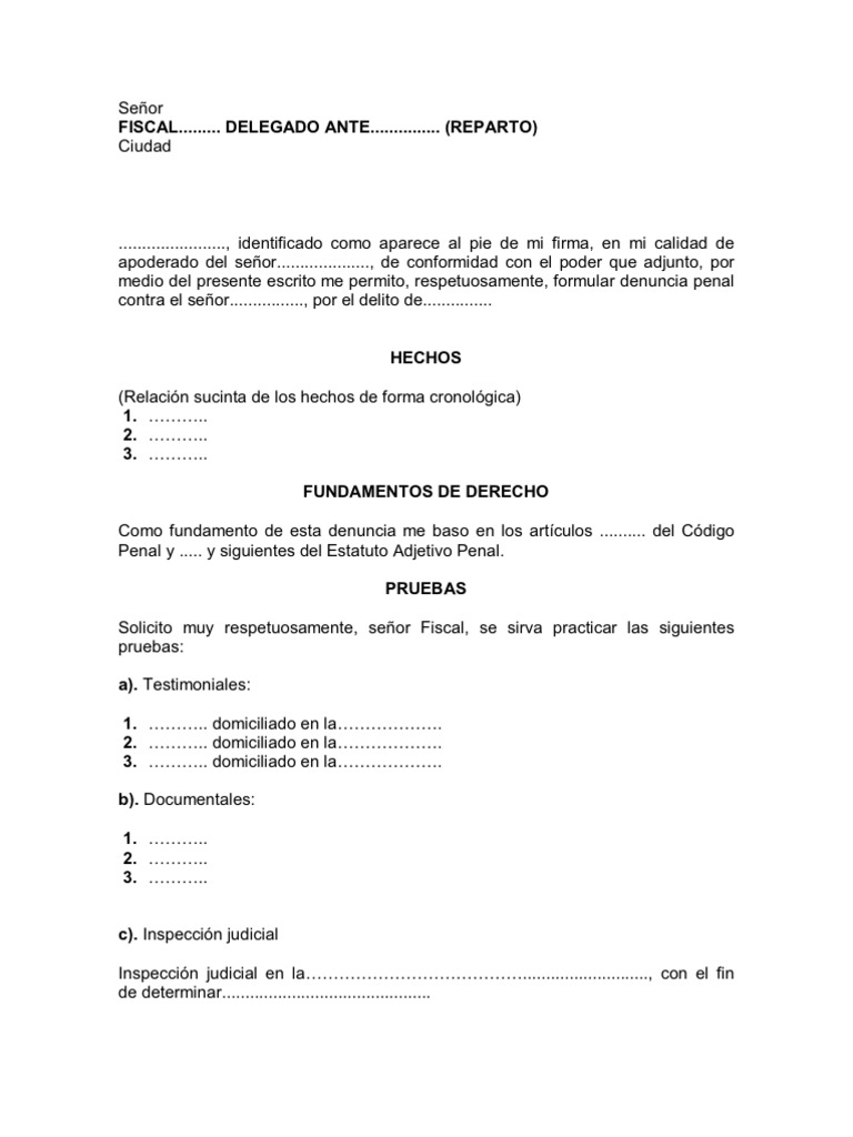 Denuncia escrita