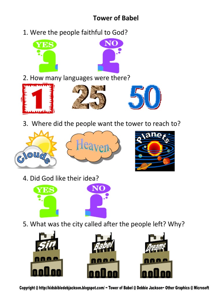 Tower of Babel Worksheet PDF