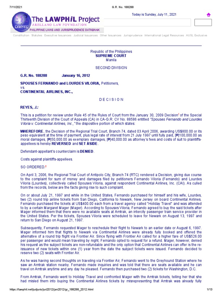 Supreme Court rules on refund of airline tickets due to