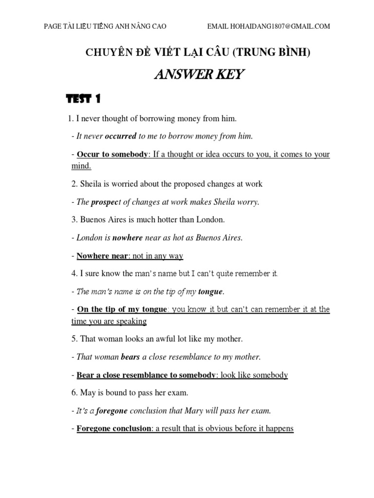 Answer Key TB | PDF