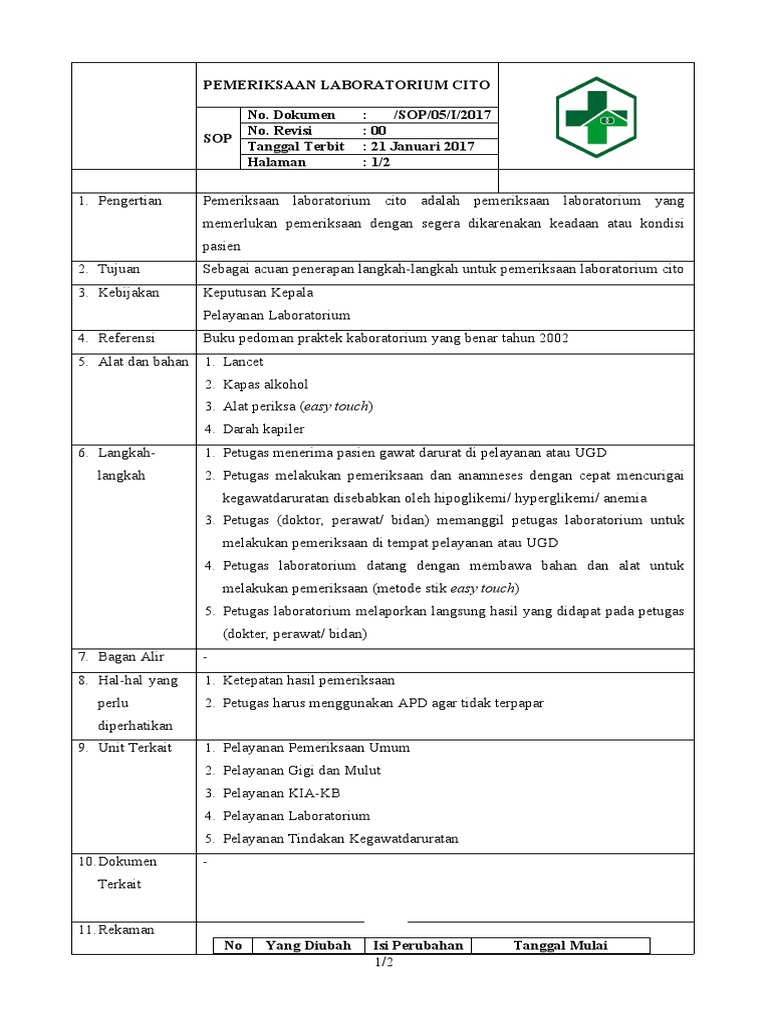 Jenis Pemeriksaan Lab Cito | PDF