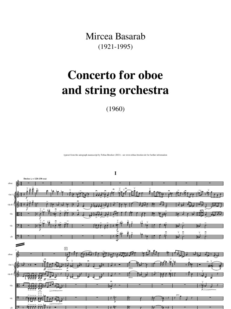 Mircea Basarab Concerto For Oboe and String Orchestra PDF Musical