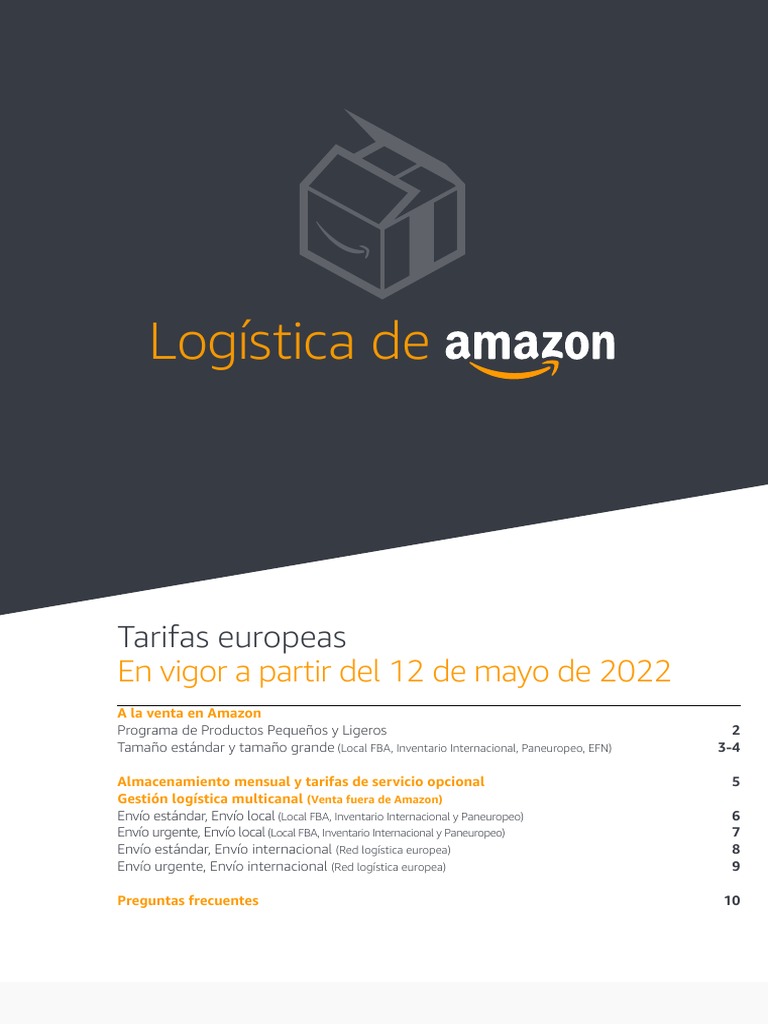 FBA Rate Card ES PDF Logística Inventario