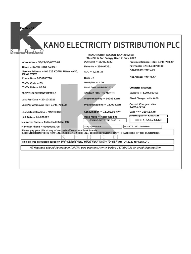 Kano Electricity Distribution PLC: K E D C O | PDF | Nature | Physical ...