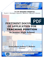 Cover Page - Application for Teaching Position - Senior HS 2020