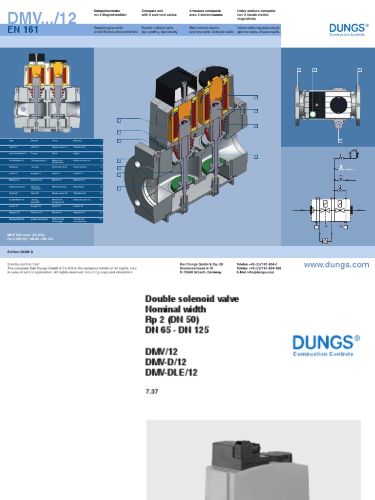 Datasheet Double Solenoid Valve DMV 12 | PDF | Valve | Alternating Current