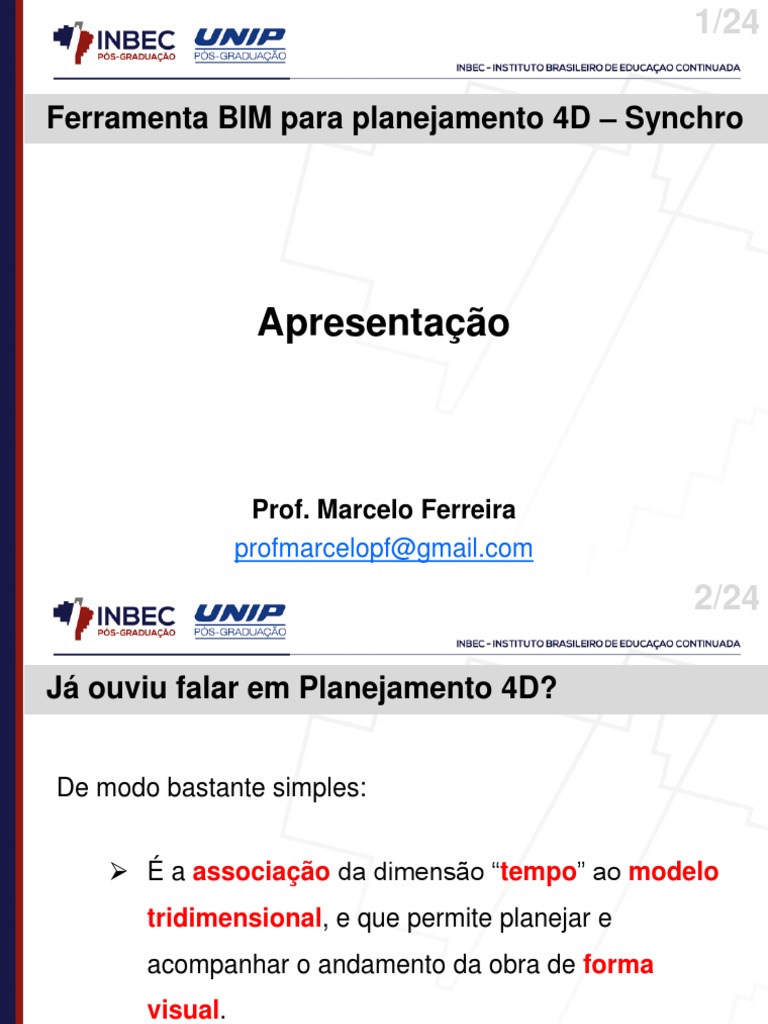 Planejamento 4D com Synchro BIM | PDF | BIM | Ciência da Computação
