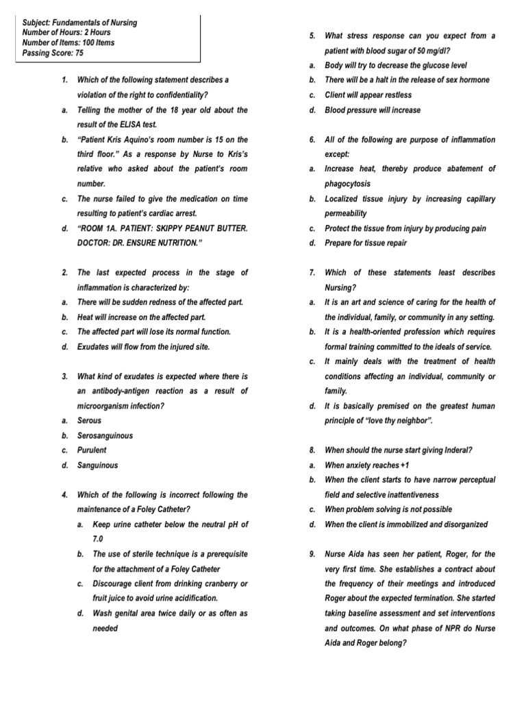 Fundamentals of Nursing Chapter Exam Enfermería Terapia intravenosa