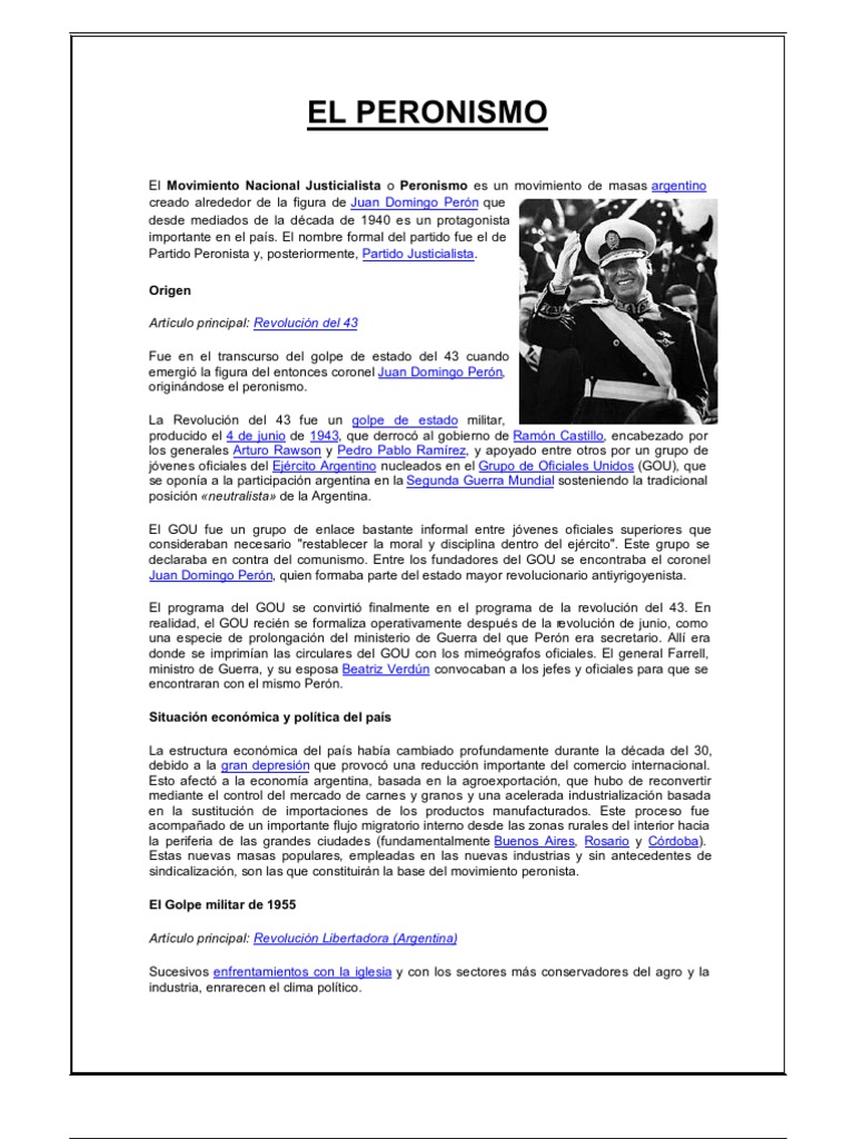 Historia del Peronismo en Argentina | PDF | Argentina | Política (general)