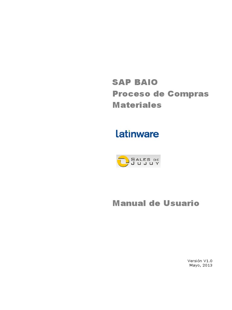 Manual de Usuario SAP BAIO: Compras | PDF | Logística | Usuario ...