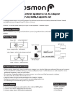 HD8186 Fosmon 1x2 HDMI Splitter W US AC Adapter (4k2k@30Hz, Supports 3D) User Manual 20180208v1