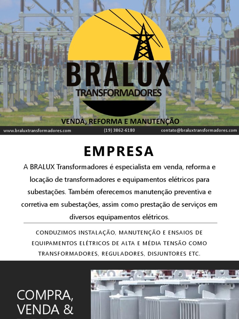 BRALUX Transformadores - Apresentação Da Empresa, PDF, Transformador