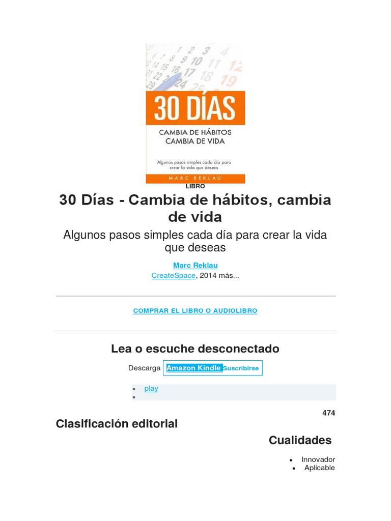 30 Días para Cambiar Tu Vida | PDF | Experiencia | Conceptos psicologicos