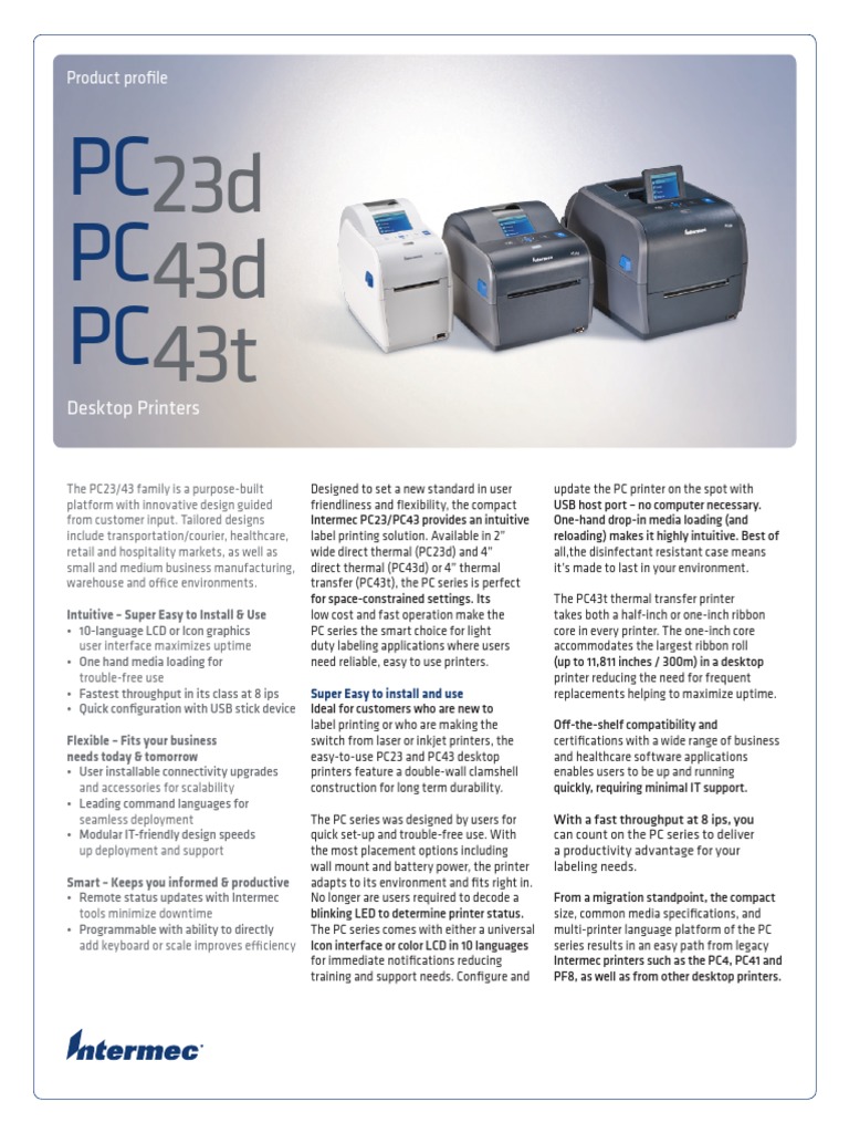 Intermec pc43t Pc43ta101eu302 User Manual | PDF | Printer (Computing ...
