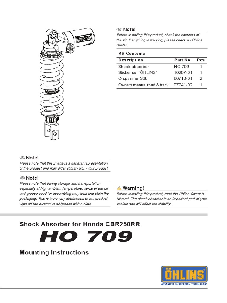 Note!: Shock Absorber For Honda CBR250RR | PDF