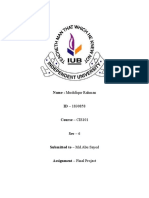 Name: Mushfiqur Rahman ID - 1830858 Course - CIS101 Sec - 6 Submitted To - MD - Abu Sayed Assignment - Final Project