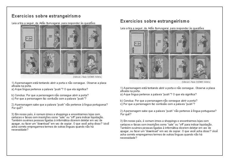 Exercícios Sobre Estrangeirismo - 9ºano | PDF