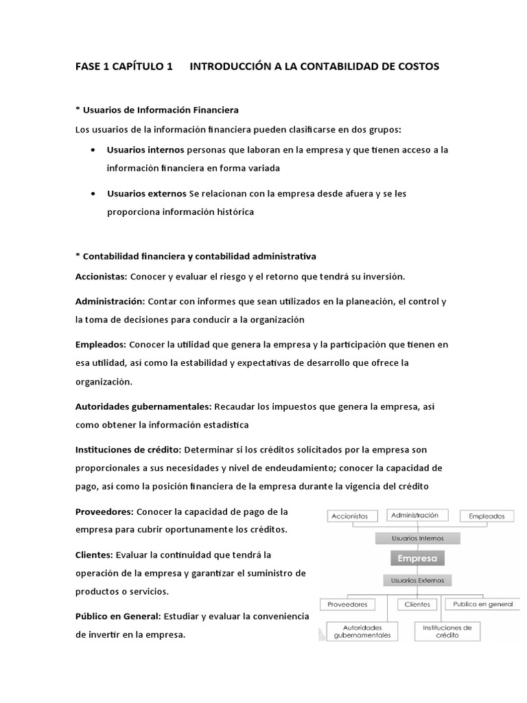 Fase 1 Capítulo 1 Introducción A La Contabilidad de Costos | PDF ...