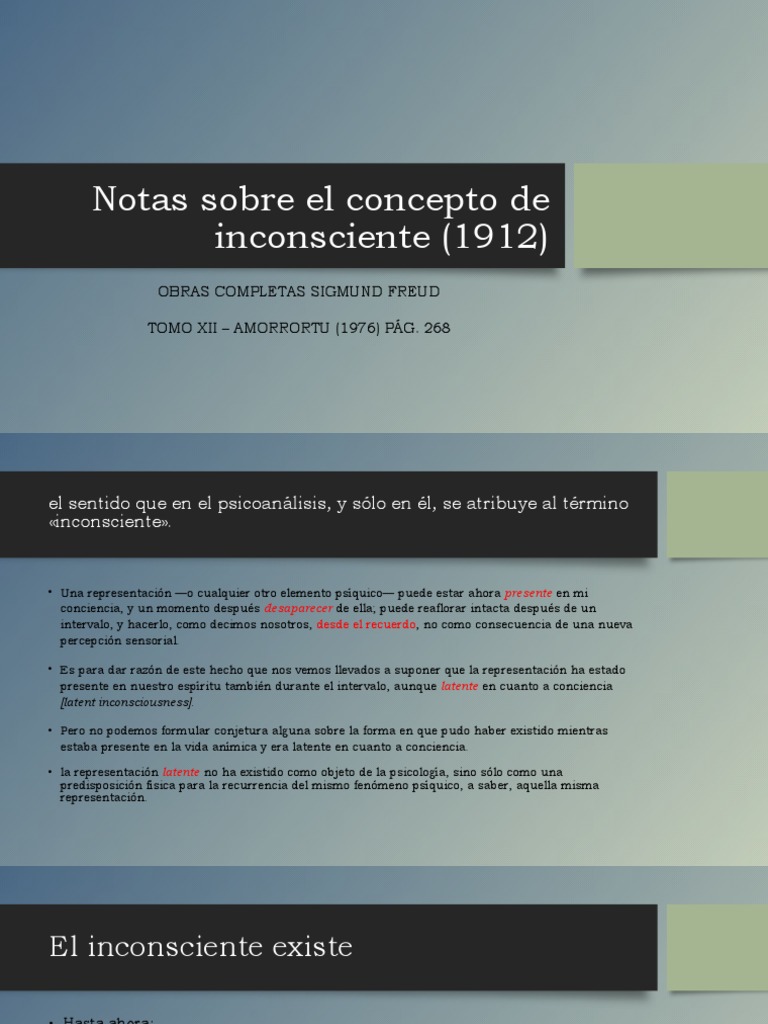 El Inconsciente en Psicoanálisis: Freud | PDF | Mente inconsciente ...
