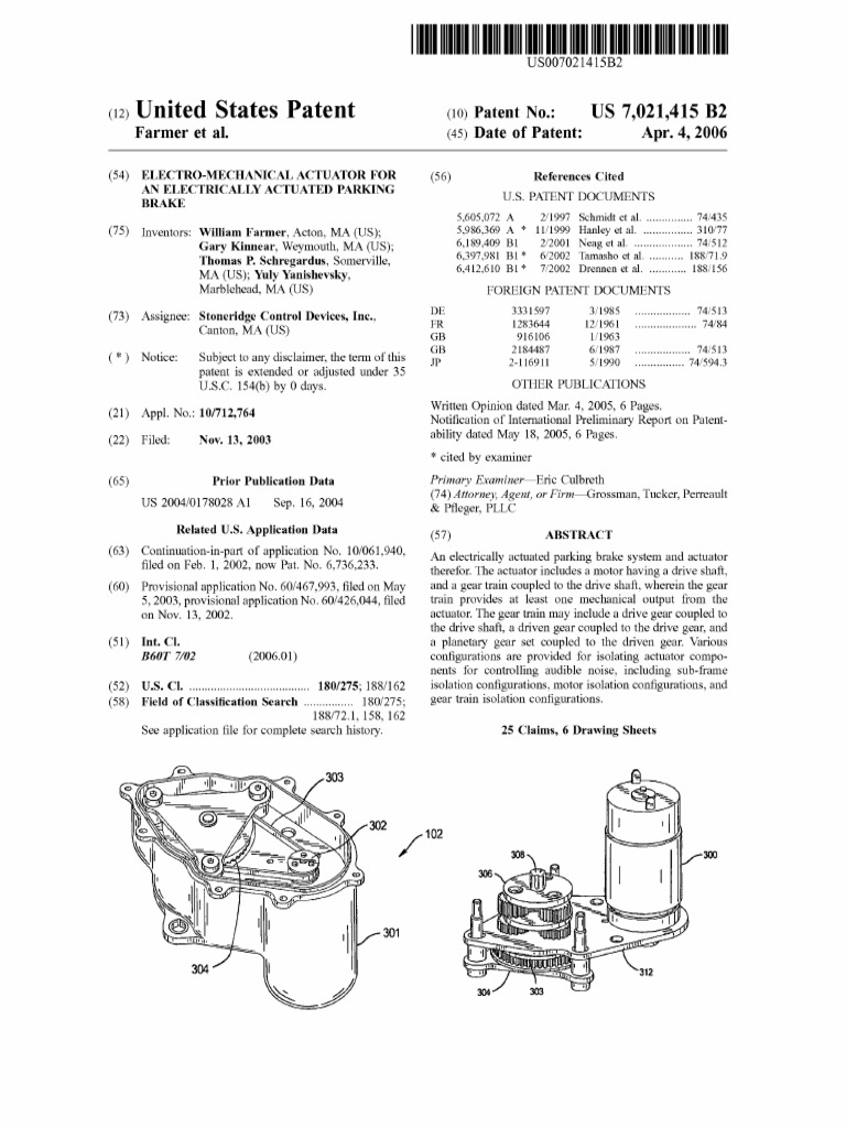 Electric Parking Brake Actuator Design Pdf Gear Brake