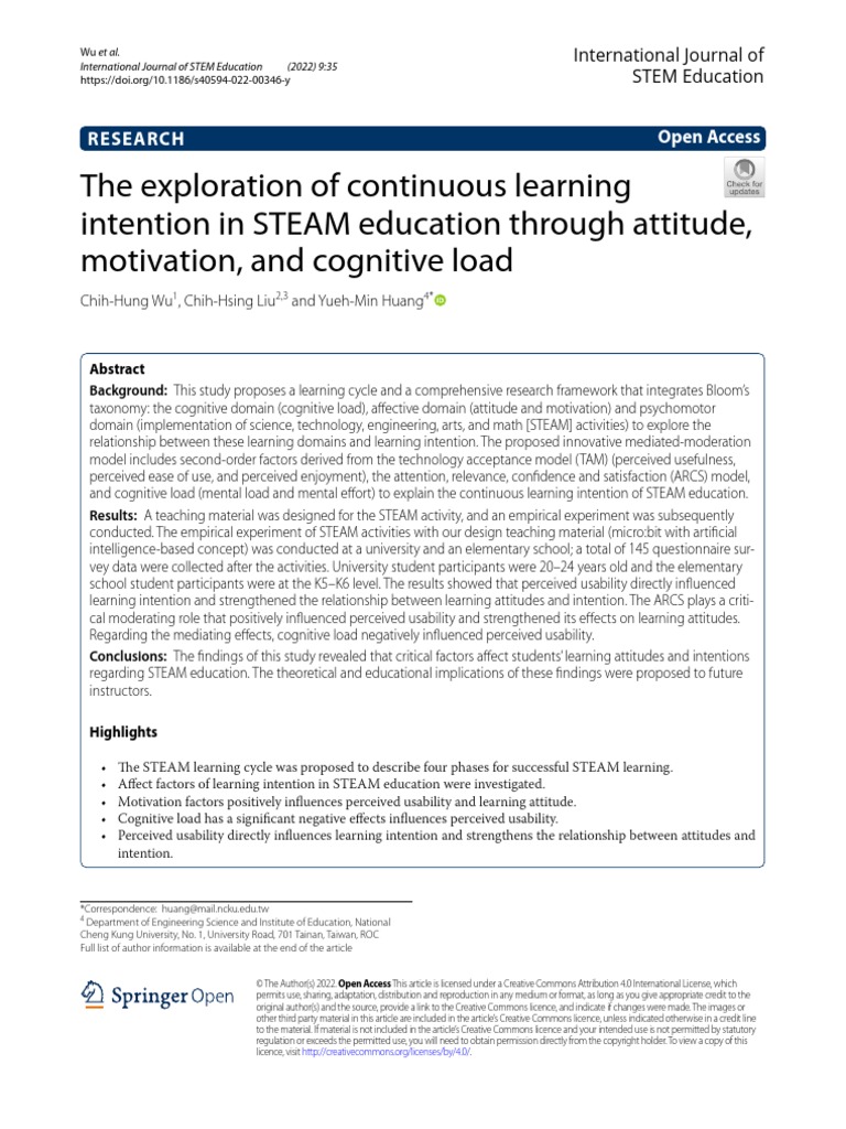 Wu Et Al. (2022) - The Exploration of Continuous Learning Intention ...